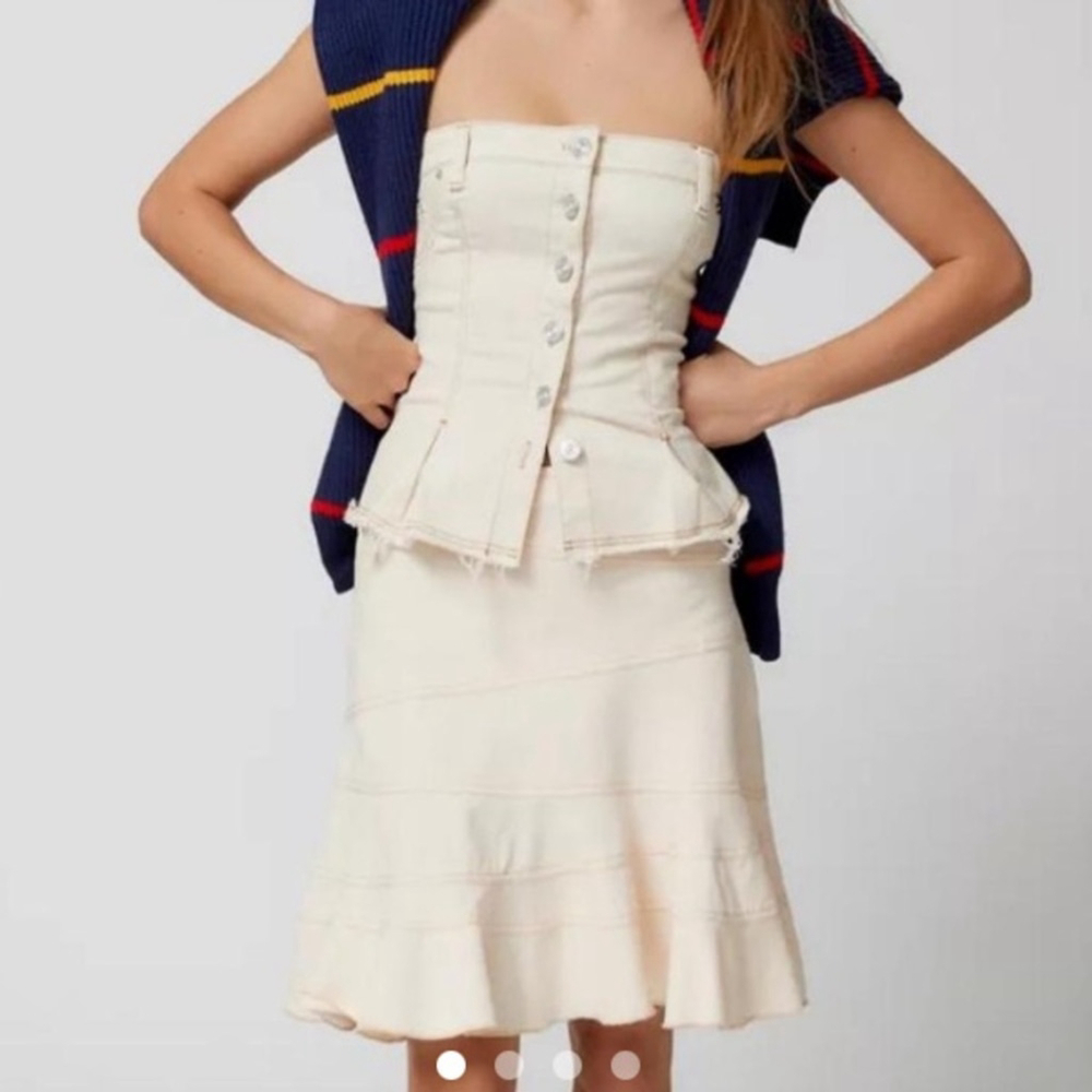 Urban Outfitters Millie Fluted Denim Mini Skirt